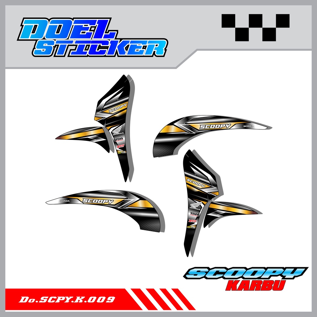 Sticker Striping Honda SCOOPY Karbu Tahun 2010-2013 List Variasi Hologram , Crome Doel 009