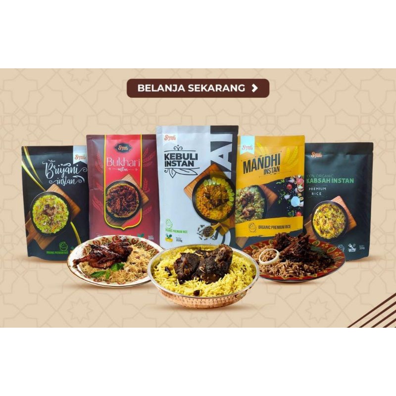 

Beras Basmati Premium dengan Bumbu, varian : Briyani, Kabsah, Bukhari, Mandhi, Kebuli