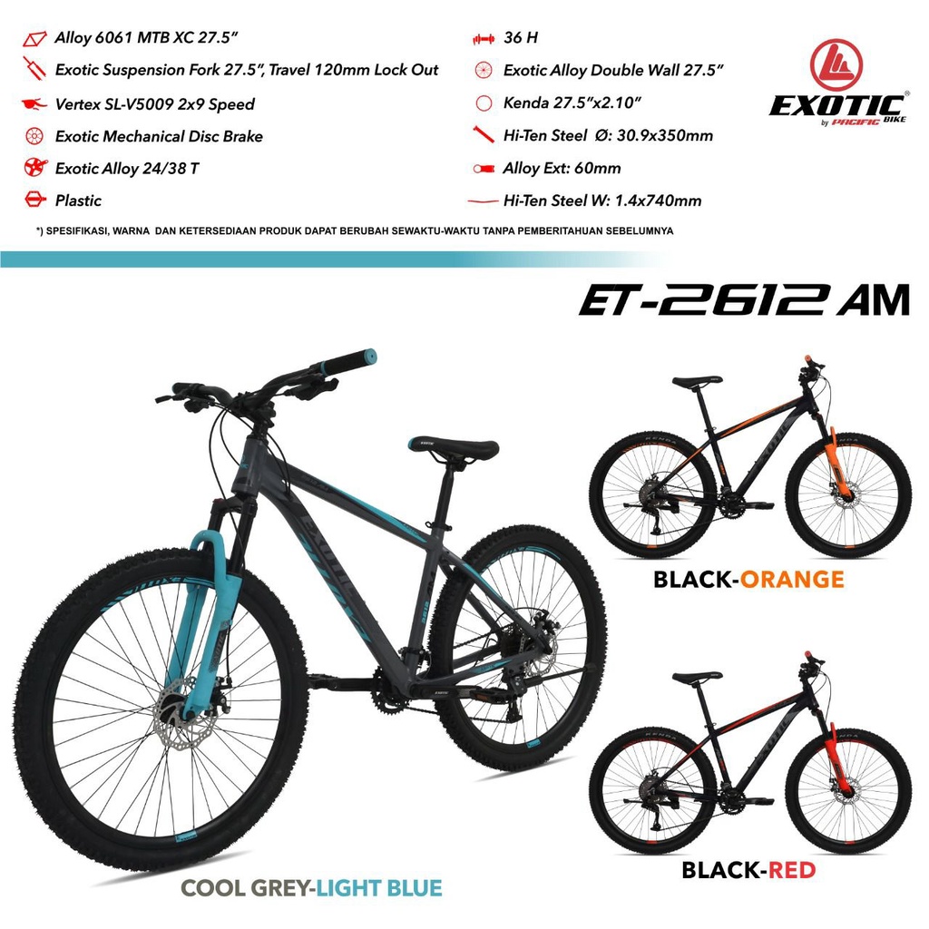 SEPEDA GUNUNG / MTB 27.5 INCH EXOTIC ET-2612 AM