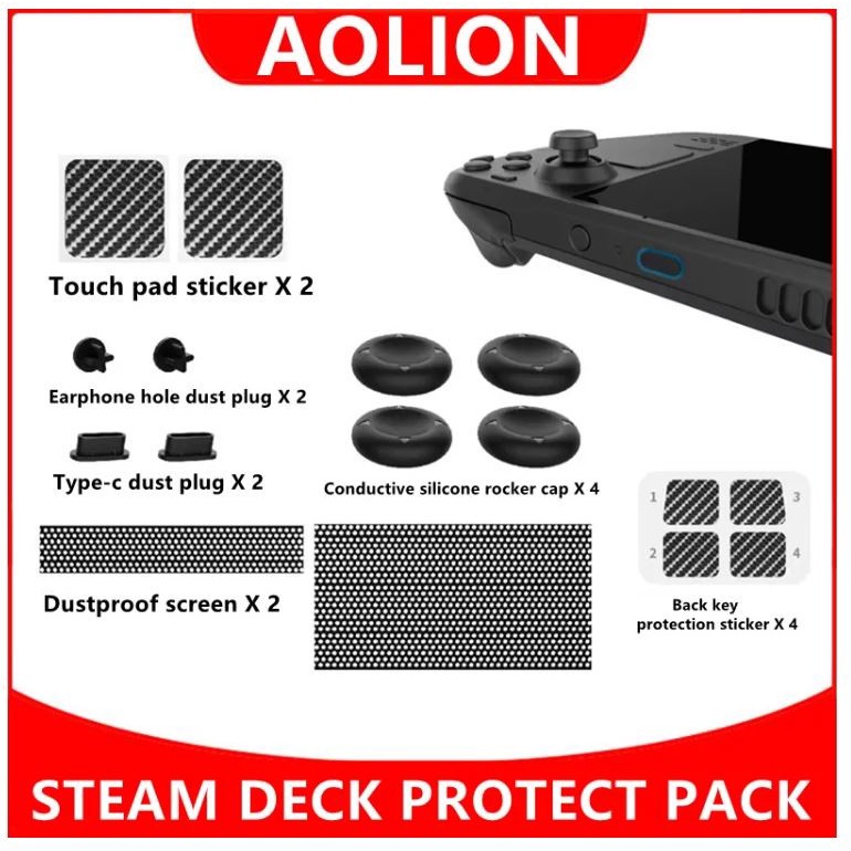 Aolion 16Pcs Skin Stickers Protective Kit Compatible For Steam Deck