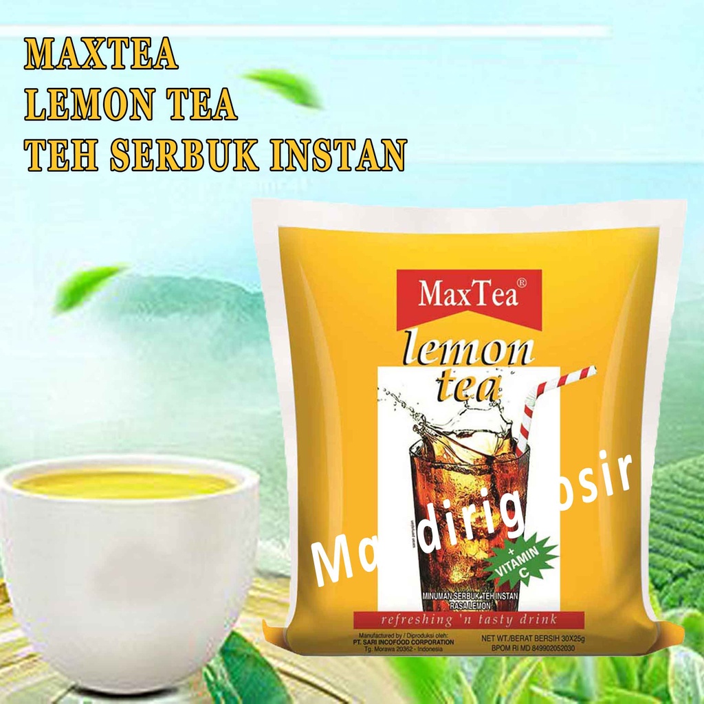 MaxTea Lemon Tea* Teh* isi 30 pcs* Lemon tea* Teh serbuk instan