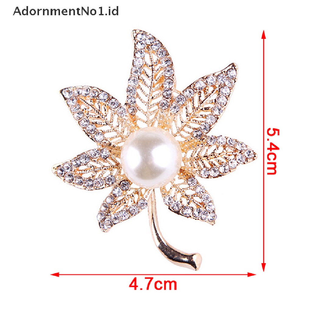 [AdornmentNo1] Bros Bunga Daun Maple Mutiara Brooch Pin Untuk Wanita Buket Sweater Syal Pakaian Korsase Perhiasan Hadiah [ID]