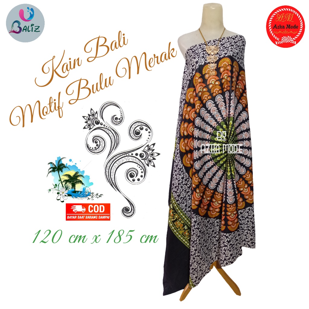 Kain Pantai Kain Bali Pantai - Kain Bali Motif New Bulu Merak Jumbo - Sarung Pantai SEMBILAN MODE - Sarung Bali - Kain Pantai - Kain Katun Jepang - Kain Untuk Hiasan Dinding - Kain Untuk Plafon Mobil Truk Dan Mobil 3/4 Lainnya