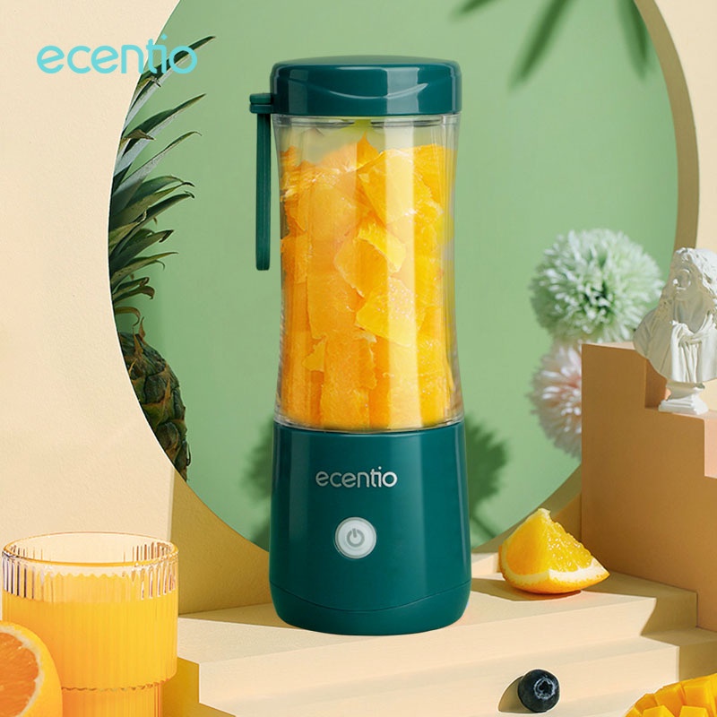 ecentio Blender Portable Mini Juice Blender 6 Pisau Juicer Portable Usb Pembuat Jus Elektrik Rechargeable Mini Mixer Ice Crusher 380ml