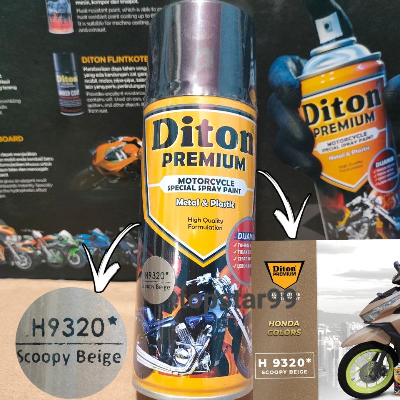 Pilok Pilox Cat Semprot DITON Premium Scoopy Beige 9320 Tiramisu/Krem Coklat 400cc Cat Semprot Diton Tahan Bensin