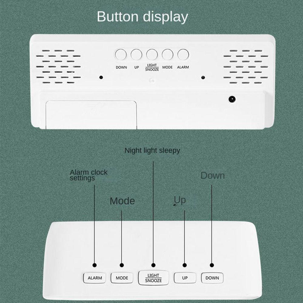 SUYO Jam Weker Meja Samping Tempat Tidur Lampu Malam Backlight Suhu Kalender LED Digital