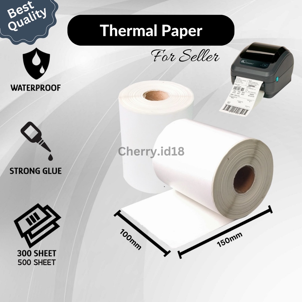 COD Cherry Kertas Label Thermal Barcode Seller Best Quality / Thermal Paper / Kertas Label Sticker / Kertas Thermal 100*150 Murah