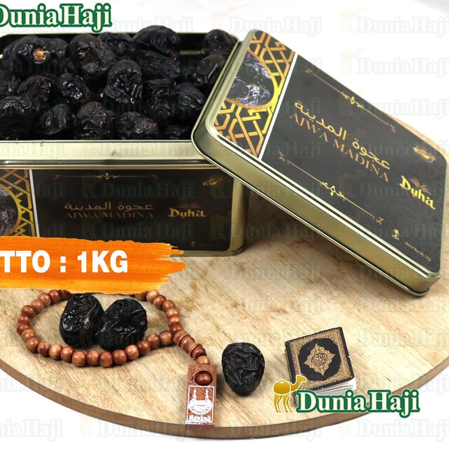 

FAA229 Kurma Ajwa Ruthob 1KG Lembut Kemasan KALENG / Azwa Ajwah Kurma Nabi Empuk 100% Asli Madinah Premium Exclusive ||||