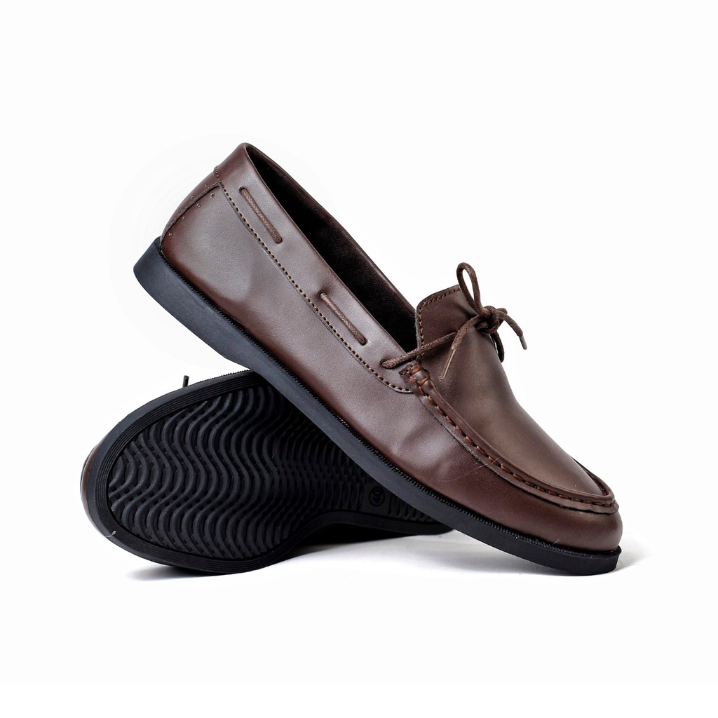 ELDER BROWN - Sepatu Loafers Pria Kulit Kasual Klasik Formal Kerja Kuliah Pria/Cowok - Loafer