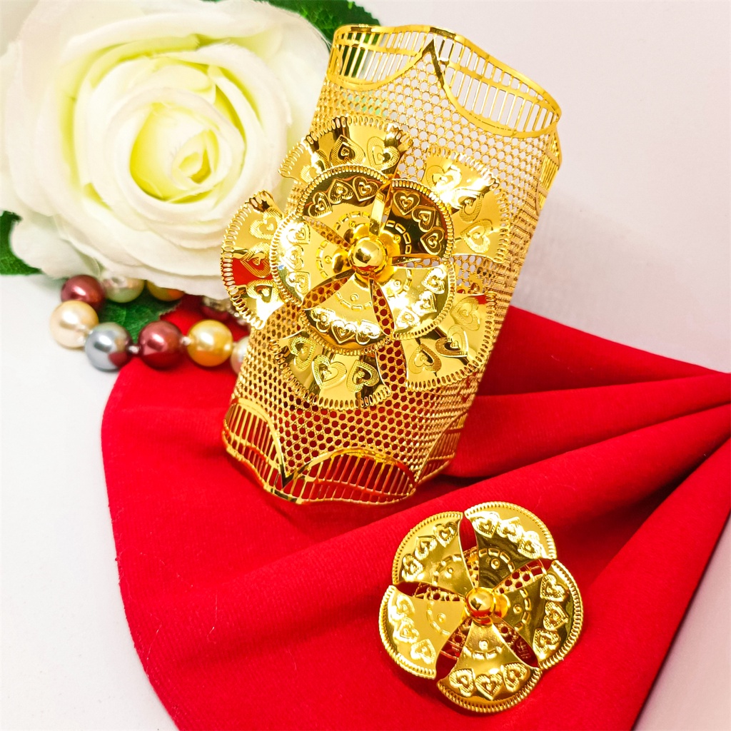 Gelang Tangan Xuping Gelang kendari Terbaru Dubai Perhiasan lapis Emas 24k Wanita Motif Bangle