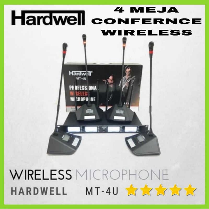 4 MIC MEJA WIRELESS HARD WELL MT 4U MICROPHONE CONFERENCE UHF 4 ANTENA