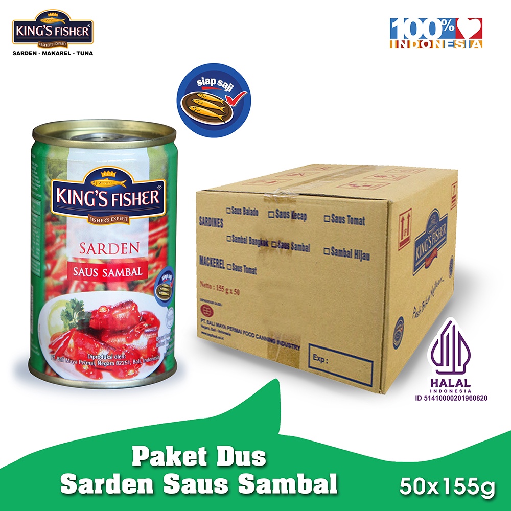 

KingsFisher Paket 1 dus 50pc King's Fisher Sarden mini saus sambal Makanan Kaleng