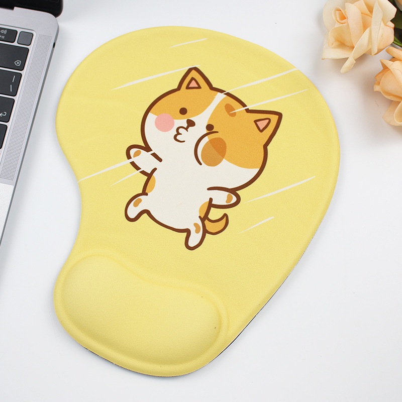 Lovely Shape Mouse Pad Wrist Support Silica Gel Filling Mouse Pad Kain Sutra Susu Mousepad Dengan Penyangga Pergelangan Tangan