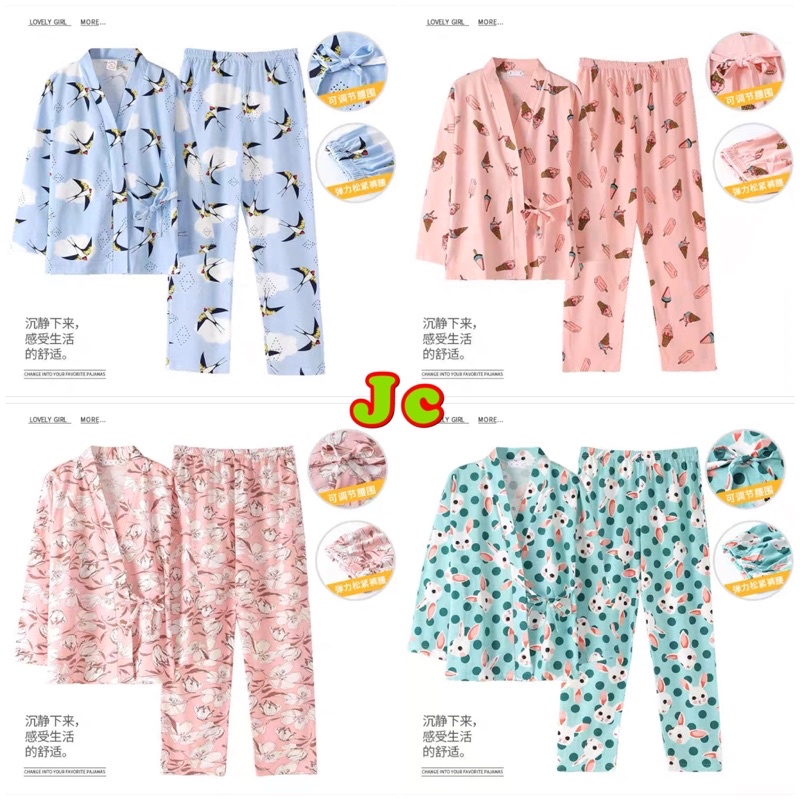 JC- Kimono Set PP Import / Piyama kimono wanita murah / Kimono PP kekinian