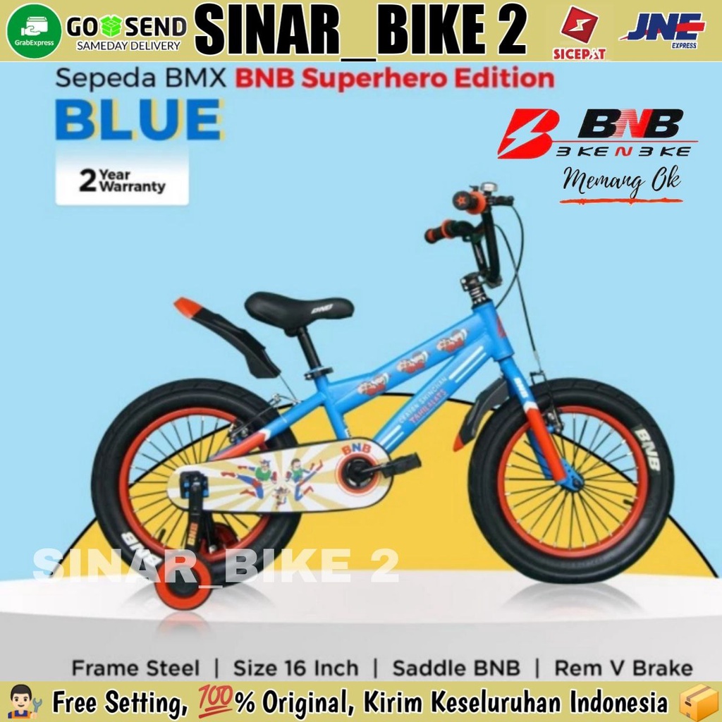 Sepeda Bmx Anak Laki Laki  BNB SUPERHERO EDITION Ukuran 16 Inch