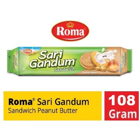 ROMA SARI GANDUM SANDWICH KACANG DAN SUSU 108G