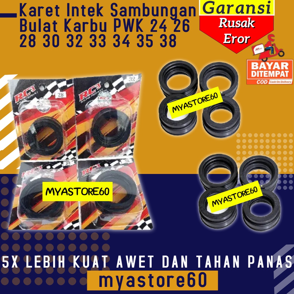 Manipul Manipol Karet Intek Intake Sambungan Karet Maniful Bentuk Bulat Karbu PWK 24 26 28 30 32 33 34 35 36 38 40