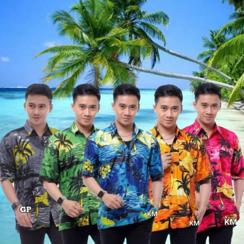 KEMEJA PANTAI MOTIF HAWAI BALI DEWASA | BAJU PANTAI | HEM MURAH | HEM | LENGAN PENDEK
