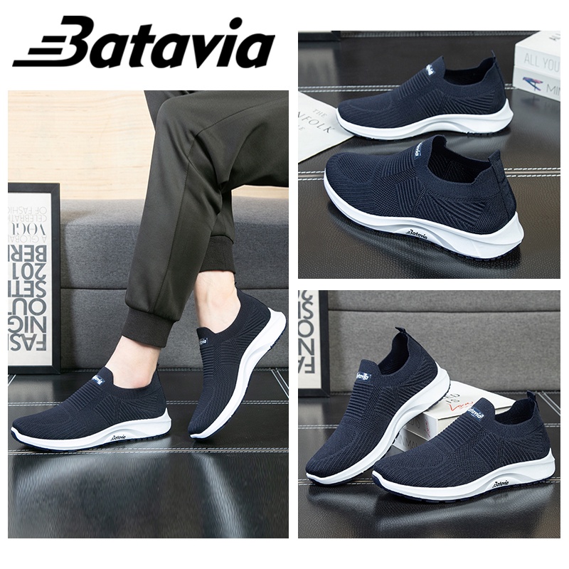 Batavia 2023 sepatu olahraga pria baru kasual anyaman terbang sepatu sepatu kasual pria sepatu slip-on sepatu pria impor sepatu sekolah anak laki-laki sepatu joging sepatu cowo sepatu pria sepatu pria ringan B24