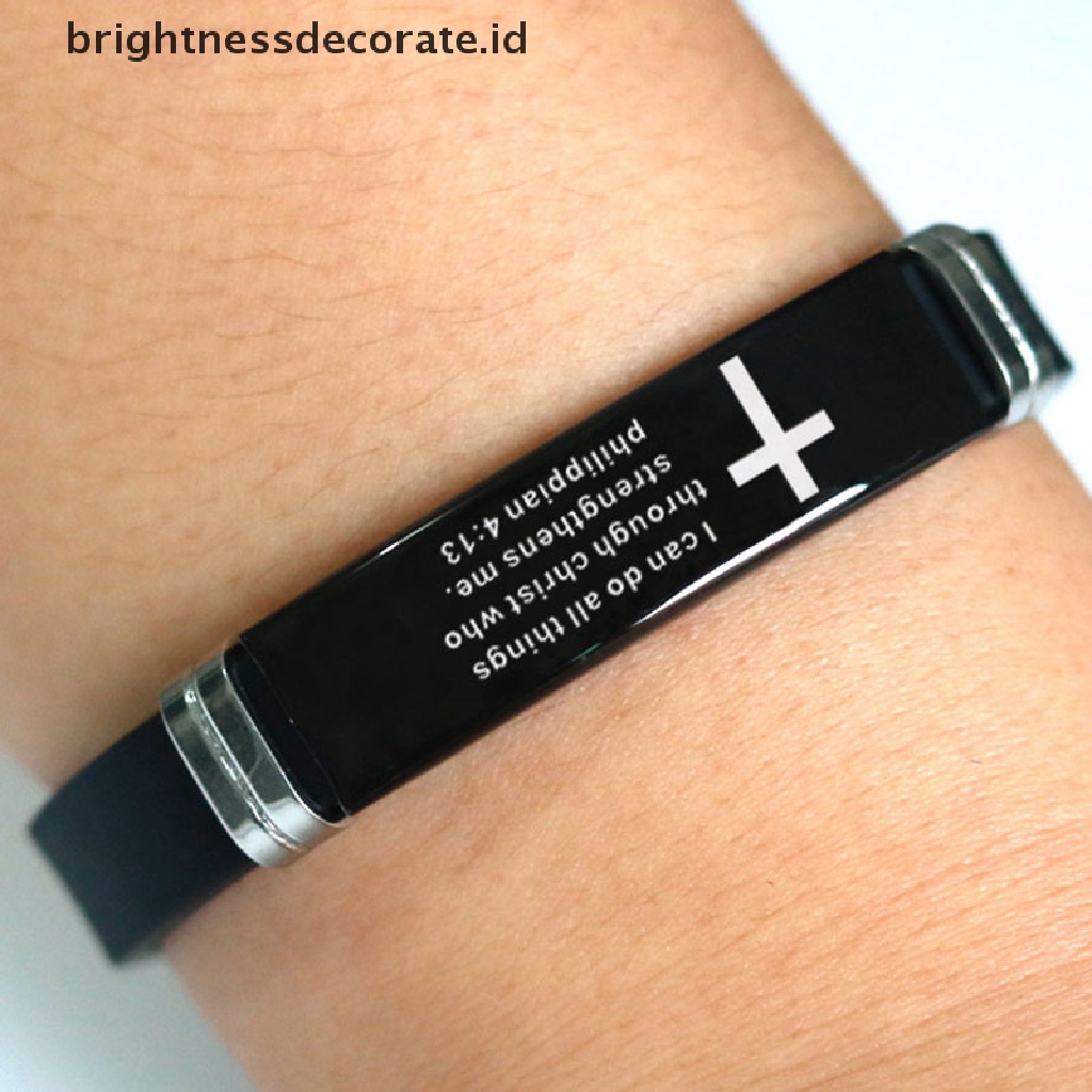 [Birth] Gelang Salib Adjustable Silicone Bangles Wristband Love Never Fails Jewelry [ID]