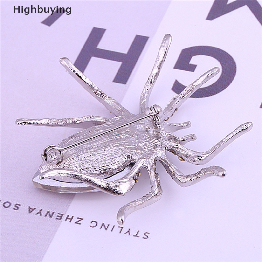 Hbid Perhiasan Bros Fashion Lapis Perak Spider Putih Elegan Kristal Brooch Pin Glory