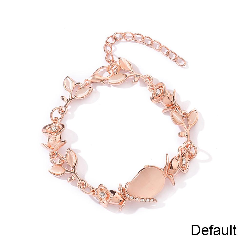 Timekey Opal Daun Gelang Temperamen Serbaguna Rose Gold Adjustable Gelang Wanita Bergaya Tangan Perhiasan Hadiah O8T9