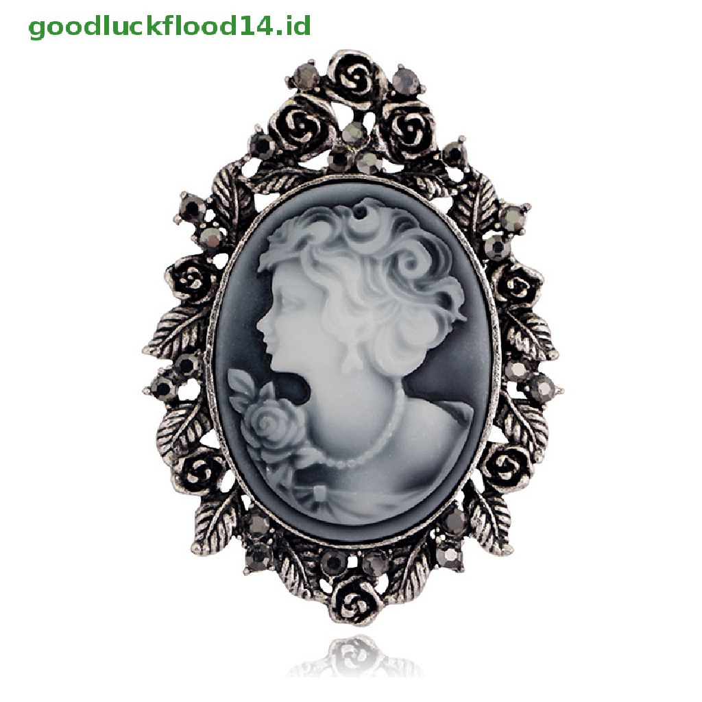 [GOOGFOUR] 1x Vintage Cameo Victoria Gaya Kristal Pesta Pernikahan Wanita Liontin Bros Pin [TOP]