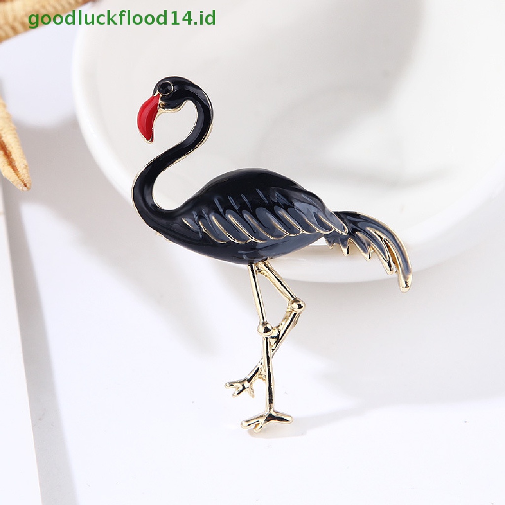 [GOOGFOUR] Desain Baru Enamel Flamingo Burung Bros Hewan Pin Korsase Perhiasan Elegan [TOP]