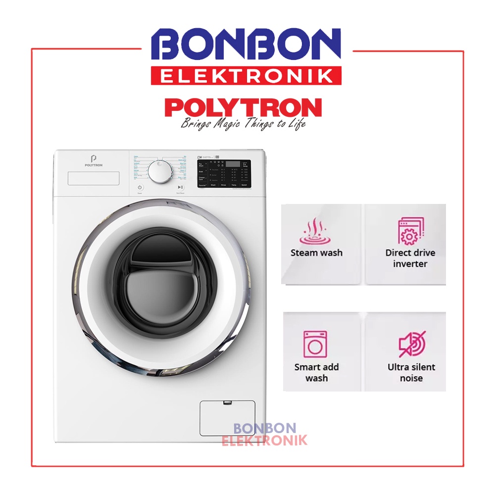 Polytron Mesin Cuci Front Loading 8KG PFL 8101 Inverter Wonder Wash