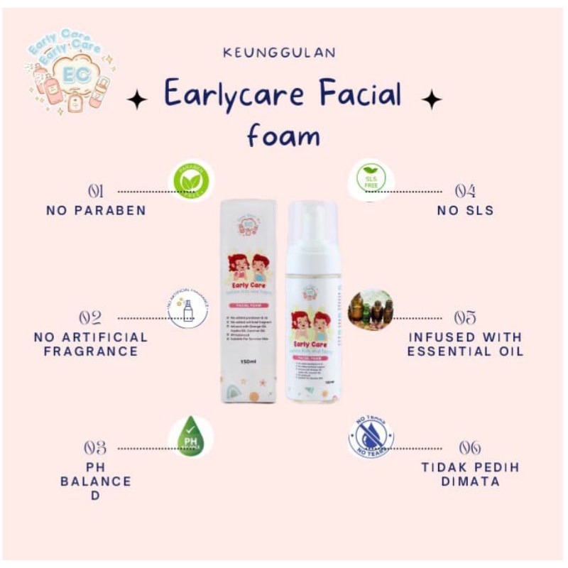 Early Care Gentle Kids and Teens Facial Foam - Sabun wajah anak 3th+ earlycare