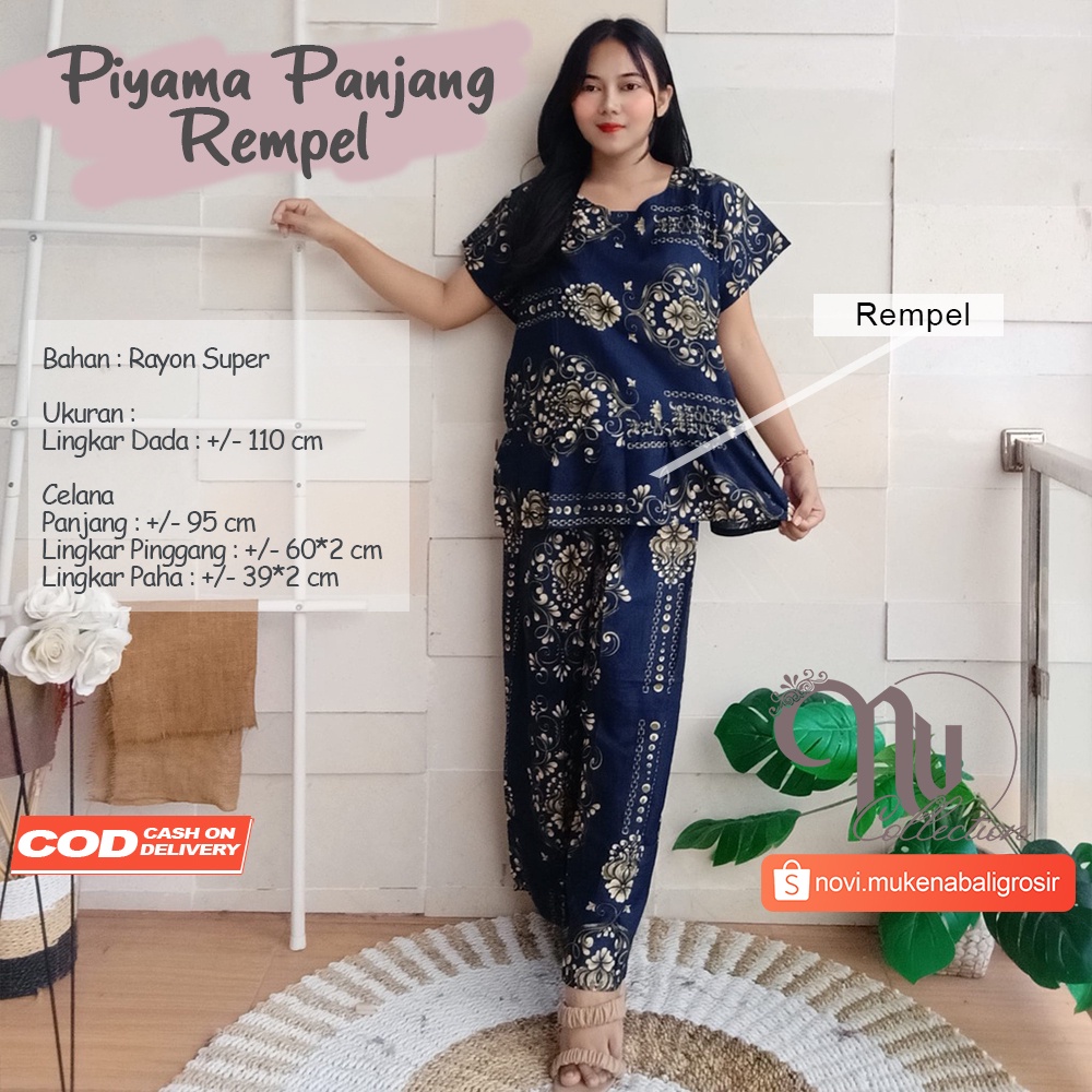 PIYAMA BABYDOLL PANJANG REMPEL SIZE JUMBO MOTIF