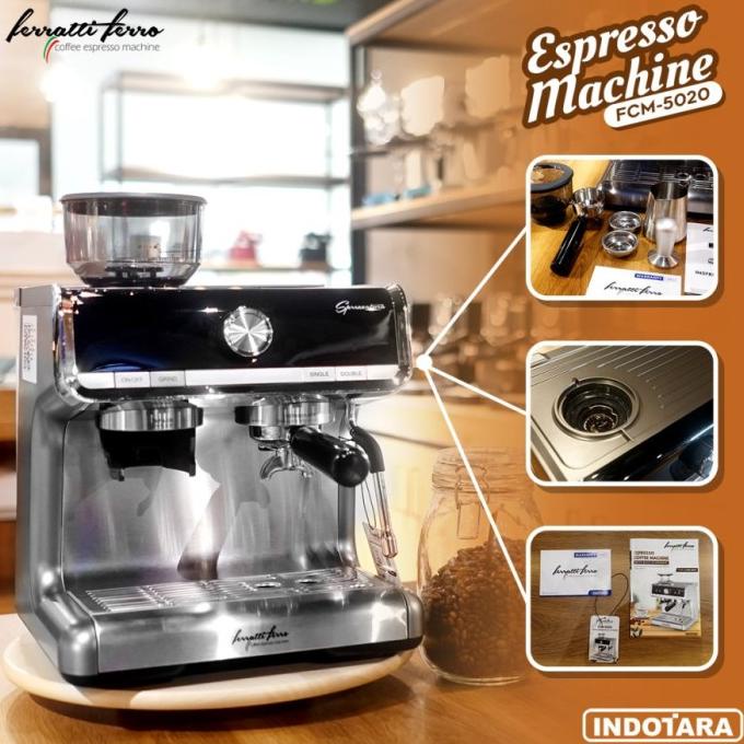 Mesin Kopi Espresso dengan Grinder Kopi dalam 1 produk Ferratti Ferro