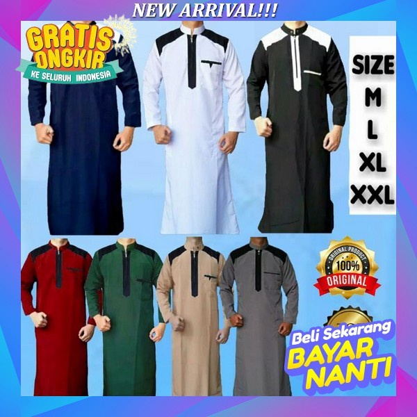 Gamis Jubah Pria Dewasa Ar Rayyan Fashion Muslim Pria Arab Putih Lengan Panjang Bahan Toyobo Gk0 Jub