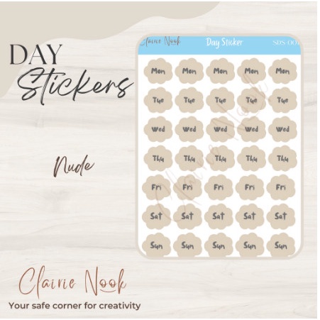 Days Sticker Label Warna / Stiker Warna / Dekorasi Bullet Journal - NUDE