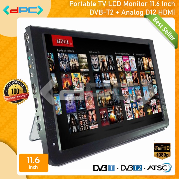 Tgs Portable Mini Tv Lcd Monitor 11.6 Inch Dvb-T2 & Analog D12 Hdmi
