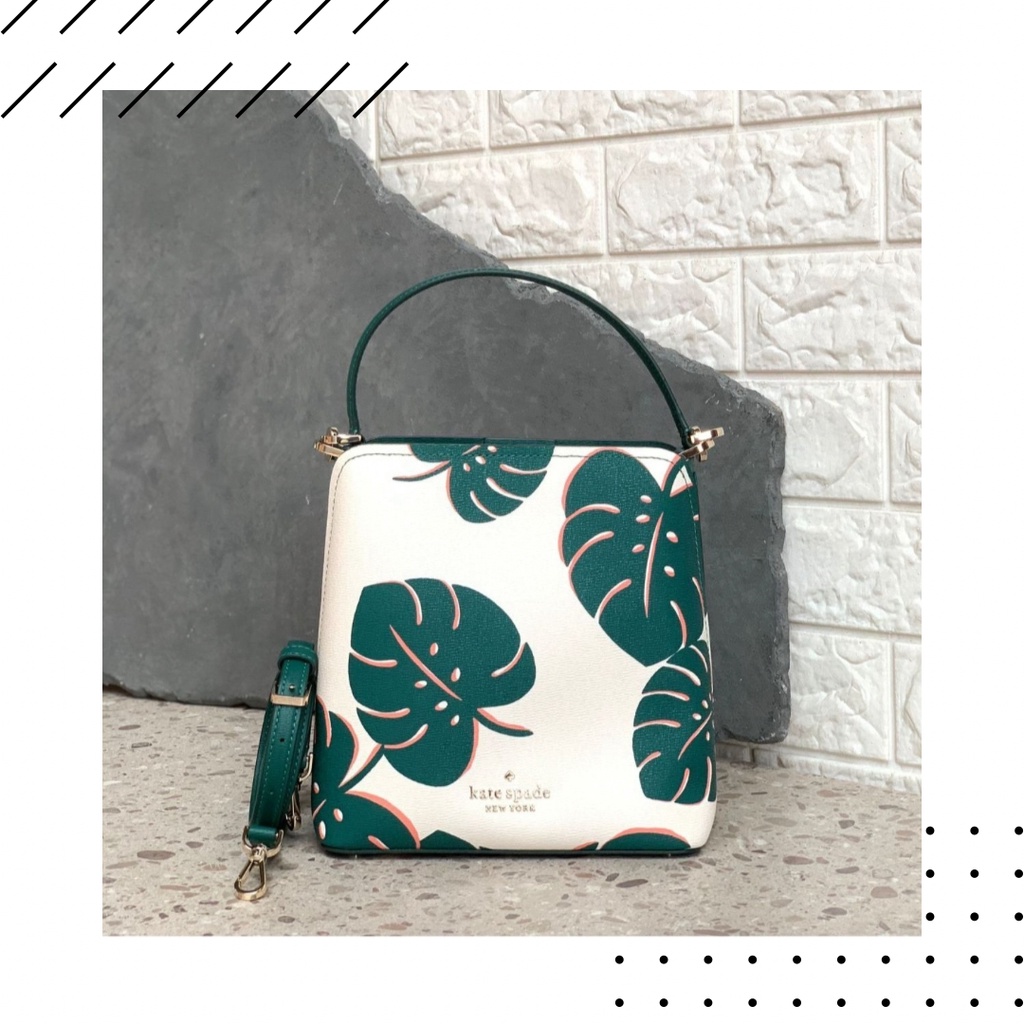 KS Darcy Small Bucket Monstera Leaves Cream Multi