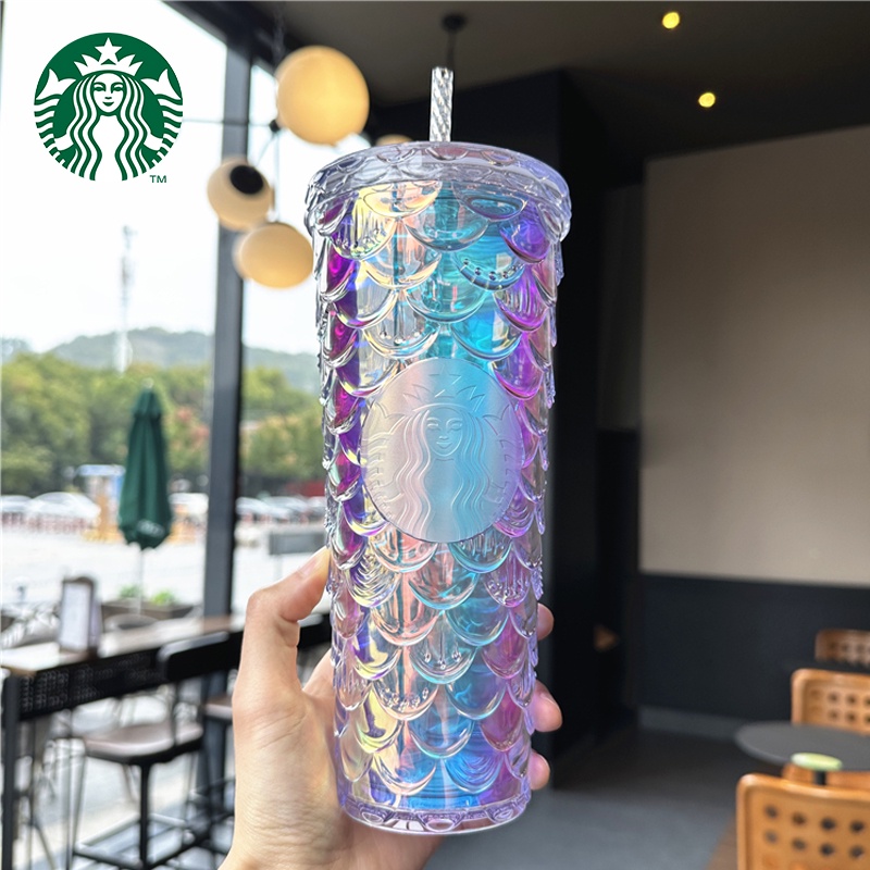 710ML Starbucks Mermaid Scales Cup Fish Scale Cup Starbucks Tumbler Cangkir Jerami Starbucks Mug