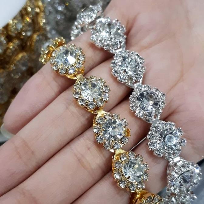 Crystal Chain Silver Bunga Rantai Aksesoris Belt