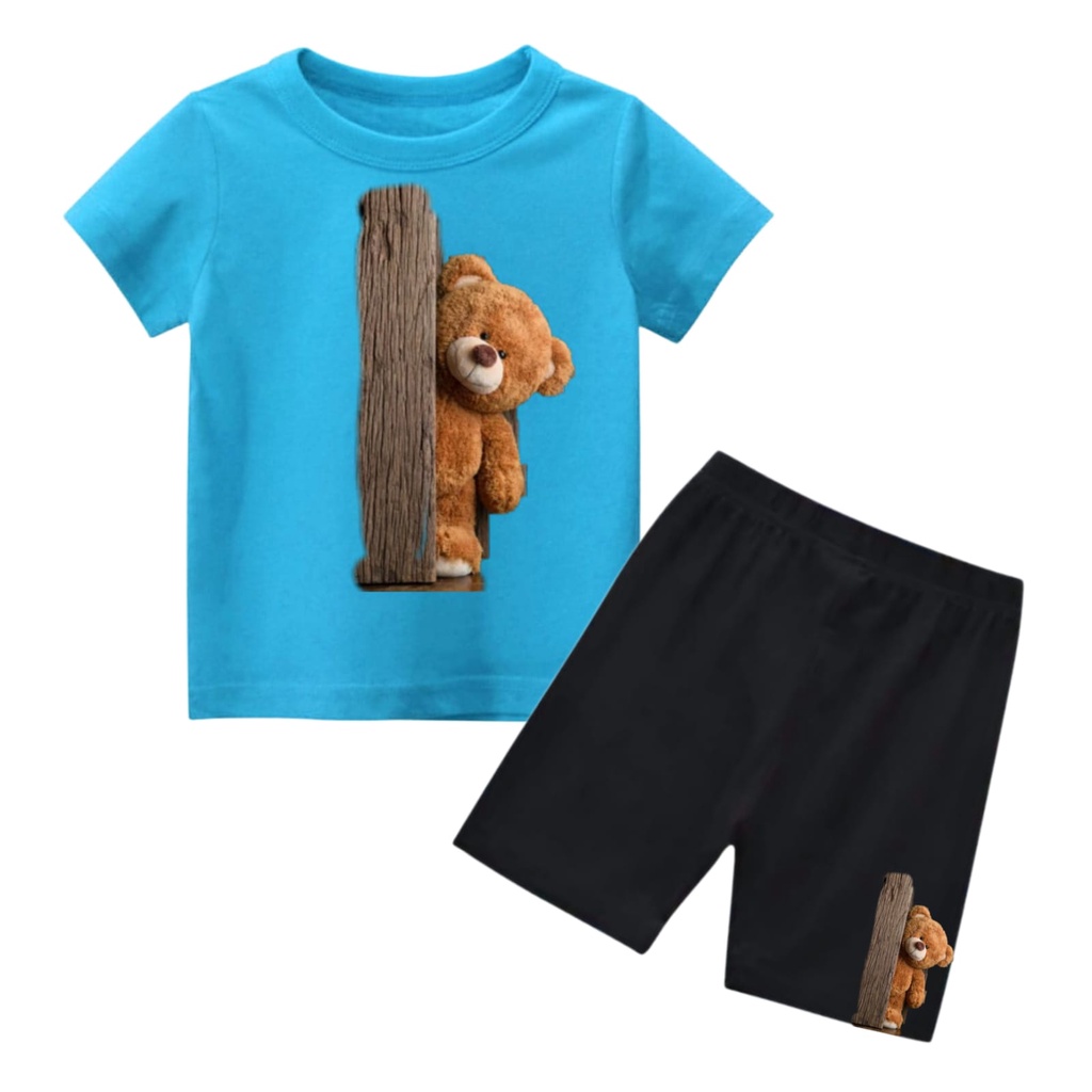 Hzl_outfit Setelan Baju Koas Anak Teddy Bear Good Morning (M.L.XL)