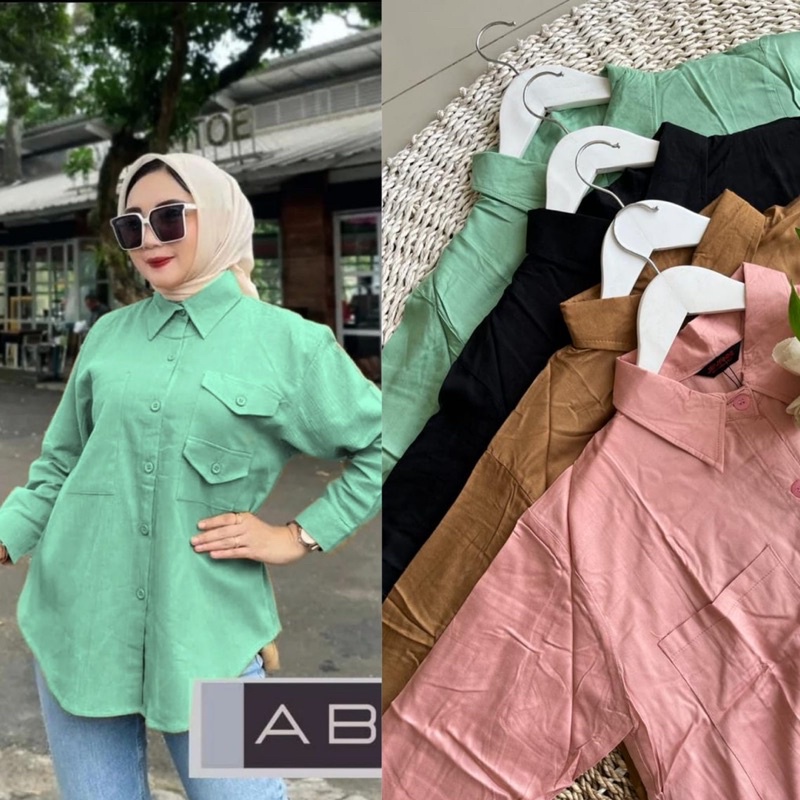 KEMEJA WANITA BAHAN RAYON PREMIUM / ATASAN KEMEJA CEWEK KUE