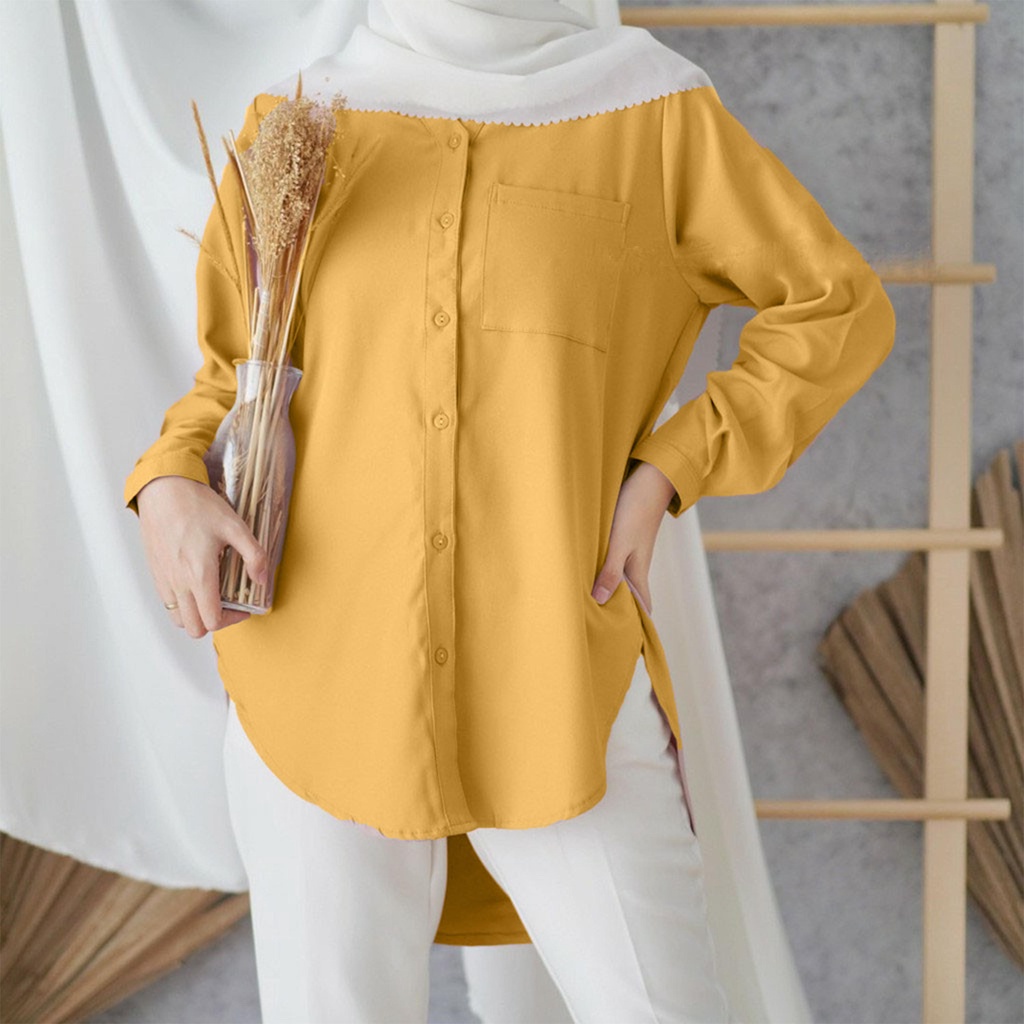 Fina Blouse /Kemeja Basic /Atasan Wanita Katun Rayon