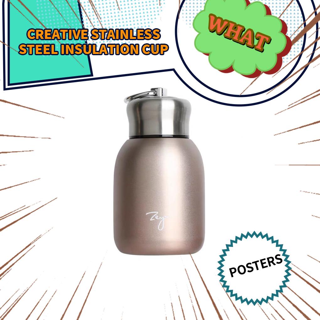 300ml Mini Stainless Steel Vacuum Cup Nyaman Flask Kettle Dengan Kait Insulated Botol Air Rumah Perjalanan Outdoor