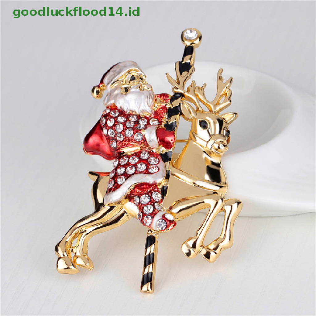 [GOOGFOUR] 1pc Indah Santa Claus Rusa Berlian Imitasi Hadiah Natal Bros Pin Kerah Korsase 1pc Fashion Santa Claus Rusa Berlian Imitasi Hadiah Natal Bros Pin Kerah Korsase 1pc Ne