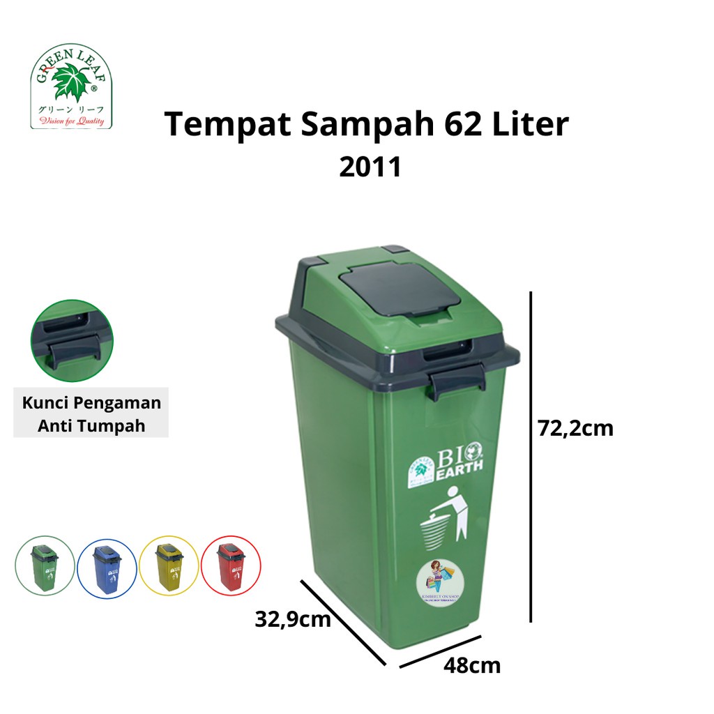 Green Leaf Tempat Sampah BIO Dustbin 62 Liter 2011