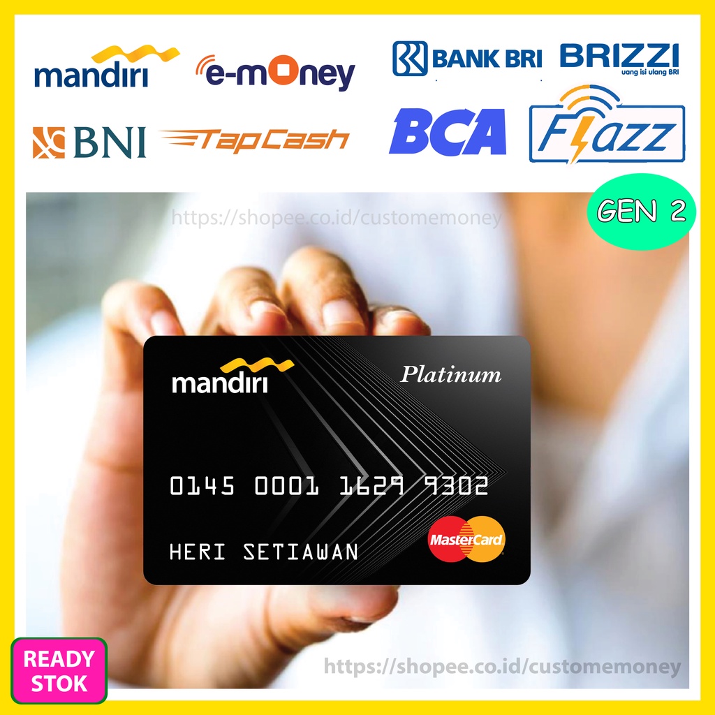 KARTU EMONEY DESIGN PLATINUM BLACK CARD KARTU ETOLL EMONEY MANDIRI FLAZZ GEN 2 TAPCASH BRIZZI 1 SISI