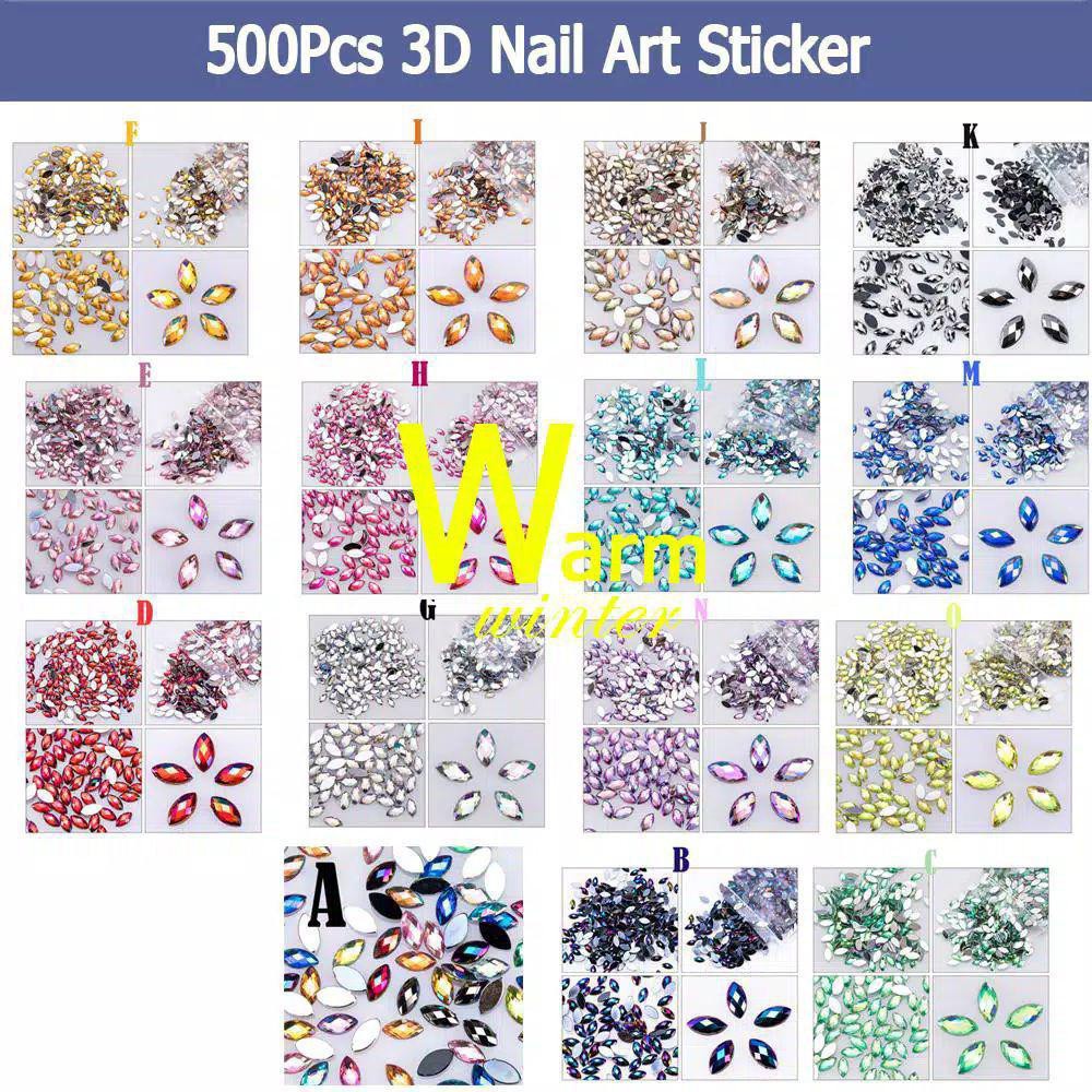 50Pcs Berlian Imitasi Glitter 3D untuk Dekorasi Kuku