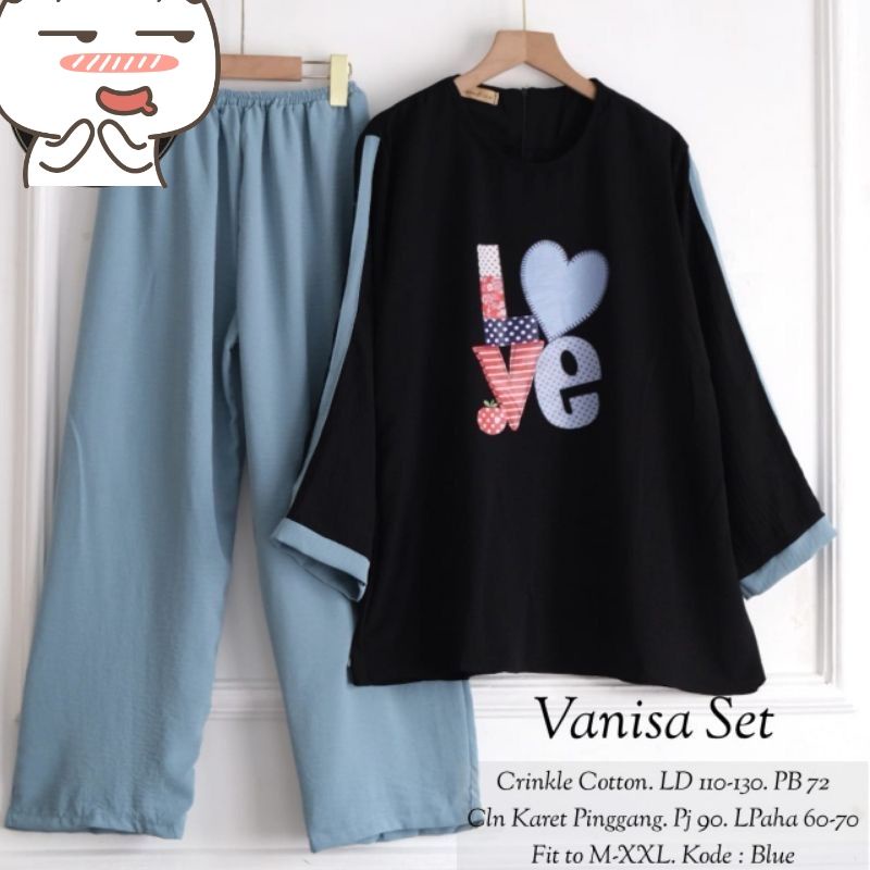 VANISA SET/Stelan VANISA Sablon Viral/One Set Cringkle Terbaru