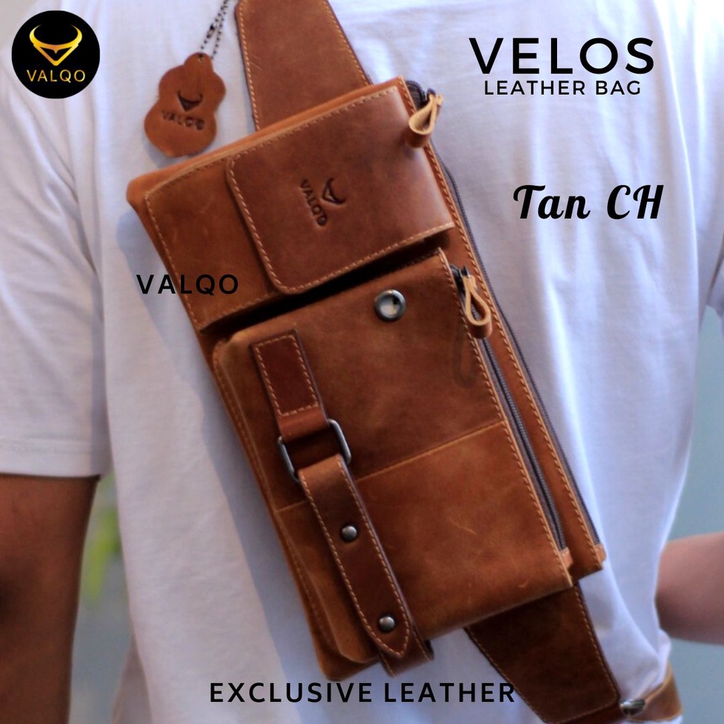 [VALQO] VELOS CH Tas kulit sapi Crazy Horse Waist Bag Sling bag Cowok Tas Pria Tas Dada Tas Selempang Tas Pinggang