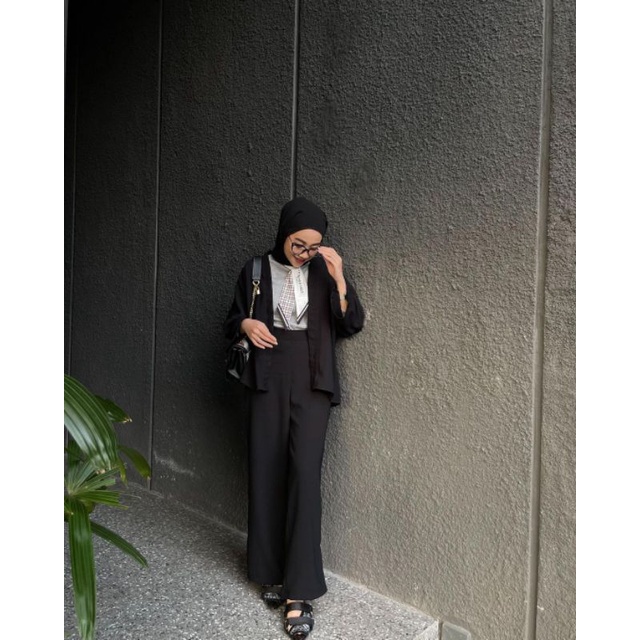 ALEENA ONE SET - BLACK | OUTER | CELANA KULOT