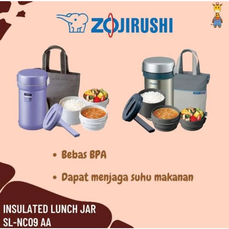 Zojirushi Lunch Jar Set Tempat Makan  [3 Susun] SL-NC 09 ST 1 5lt